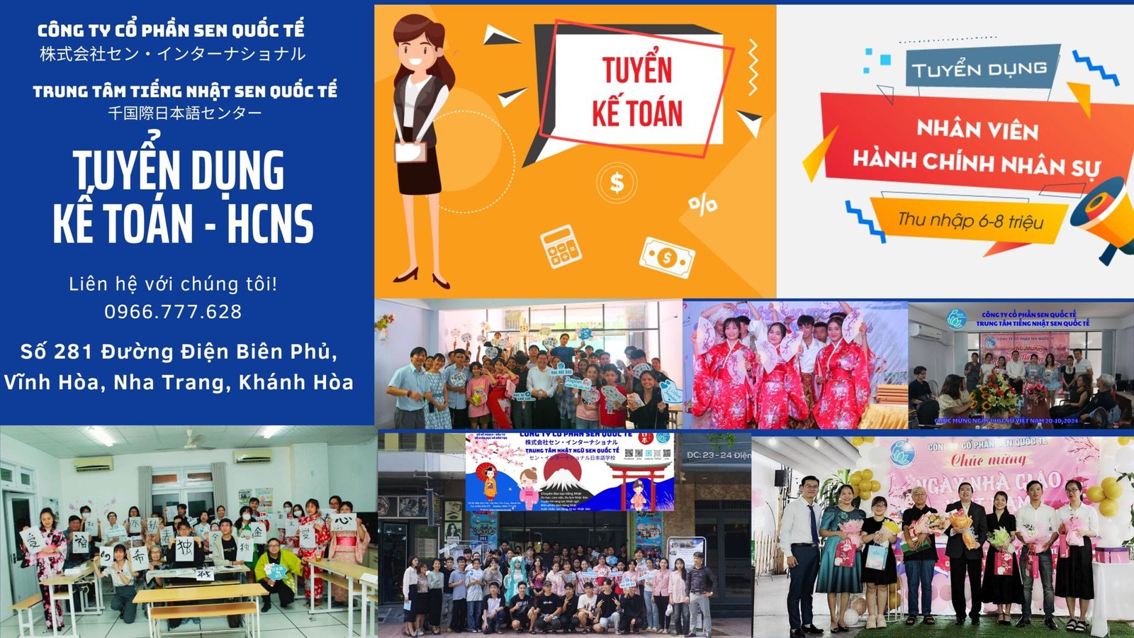 Tuyển dụng nhân viên kế toán - Hành chính nhân sự làm việc tại Nha Trang Khánh Hòa. Cần cù chịu khó, Lương từ 5 triệu đến 15 triệu