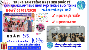 Khai giảng lớp tiếng Nhật N5 phổ thông buổi tối
